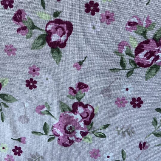 Katoen poplin bedrukt bloemen roze